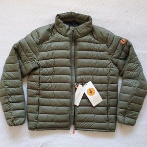 Save The Duck Men's L Giga Non-Hooded Puffer Jacket Olive Green NWT